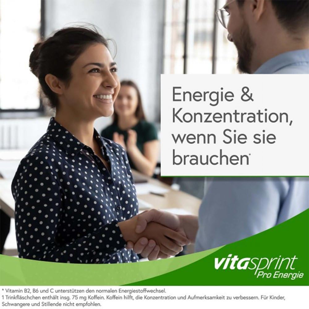 Vitasprint Pro Energie, Nahrungsergänzungsmittel, 24 St.Vitamin B6 & C | Nahrungsergänzungsmittel mit Vitamin, Ginsengwurzel-und Guaranasamen-Extrakt und Koffein für Erwachsene.