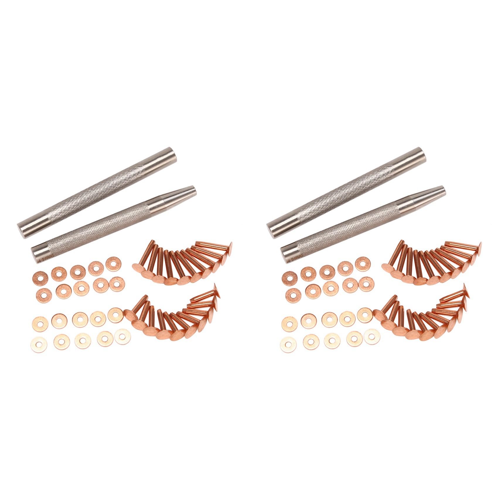 Jnchdghwa Photo Color 40Pack Copper Rivets And Burrs (14Mm And 19Mm) With 2Pcs Punch Rivet Tool For Belts, Bags, Collars, Leather-Crafting