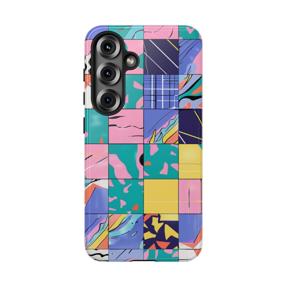 Coque Samsung S25 rigide rose anti-rayures à motif abstrait - 5