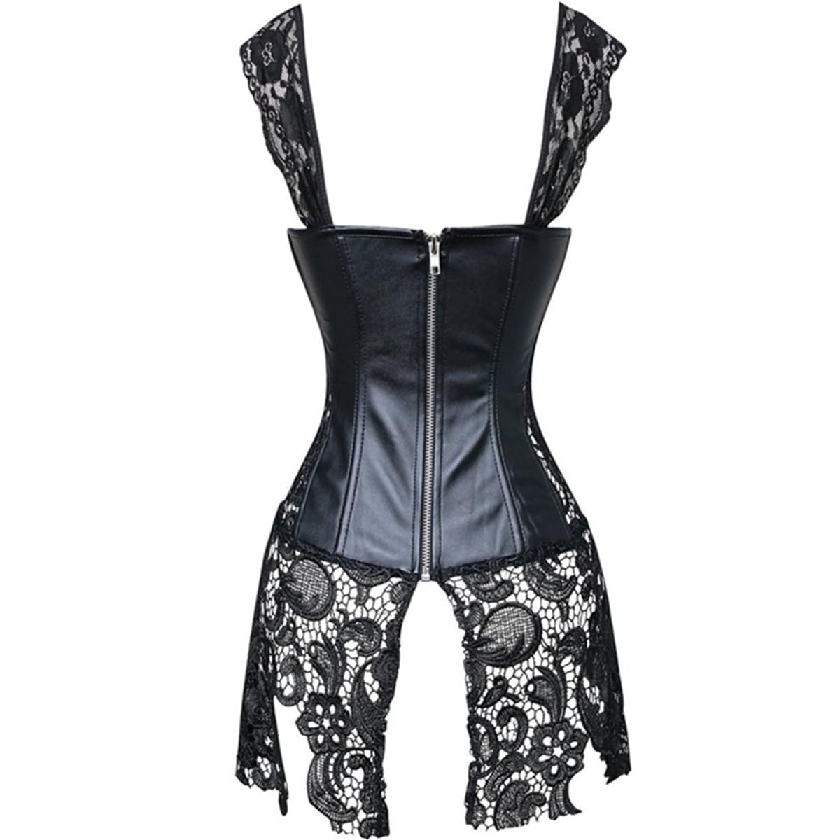 Femmes Faux Cuir Corset Robe Corsage Gothique Steampunk Dentelle Lingerie Bustiers