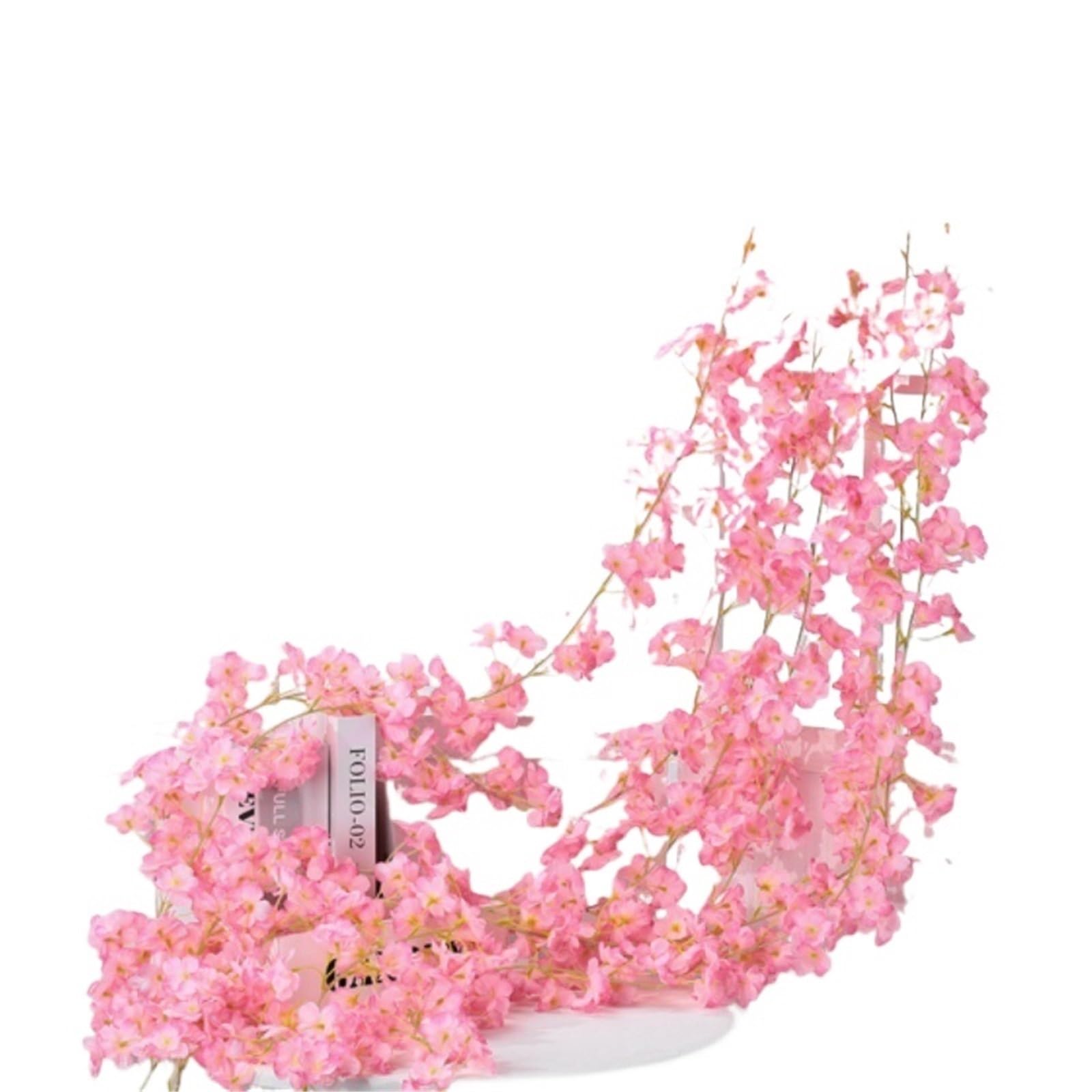 LXLAEOANG Artificial Flowers 180cm Artificial Flowers Blossom Vine Pink Sakura Garland Home Party Wedding Arch Hanging Silk Fake Plants Decor DIY
