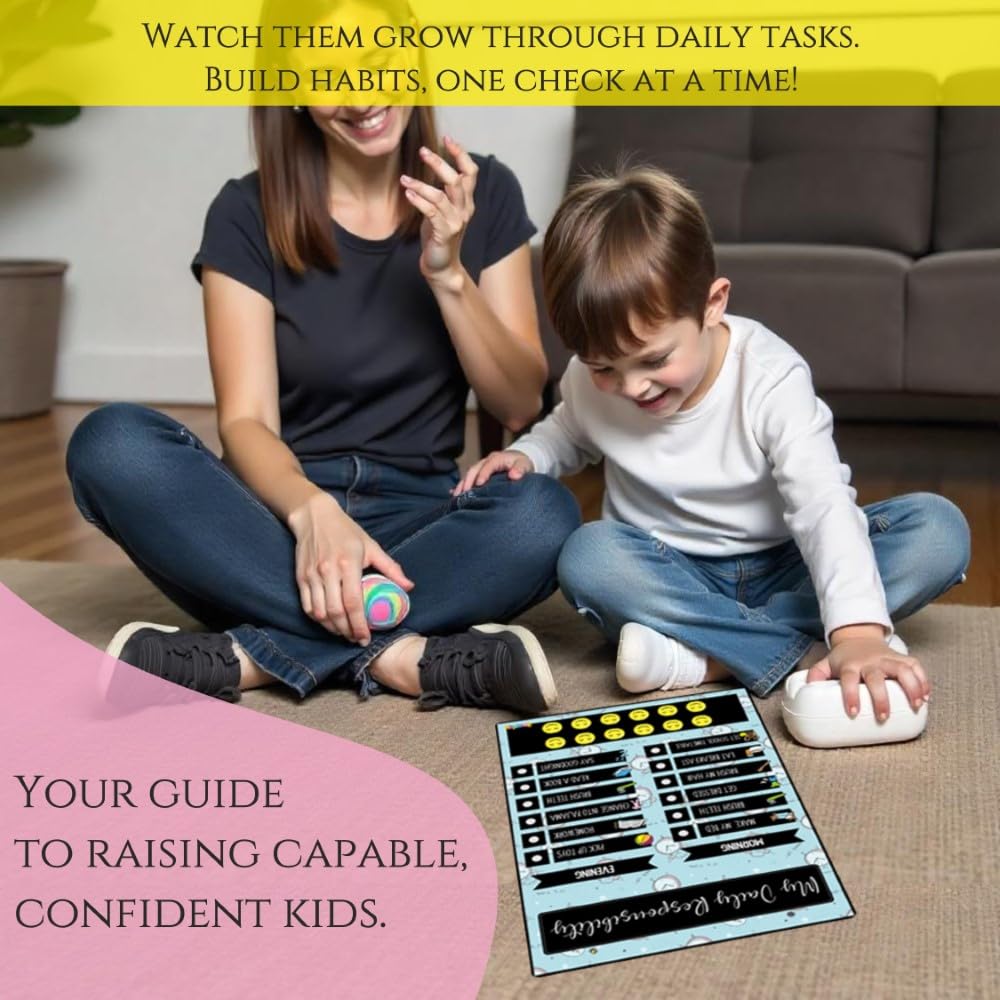 Zooplay India My Responsibility Chart- Good Habit Chart for Kids & Teens - Reusable Behavior Tracker with Smilies, I For Age 3-12 year I Reward chart I good habit tracker - Image 3 thumbnail