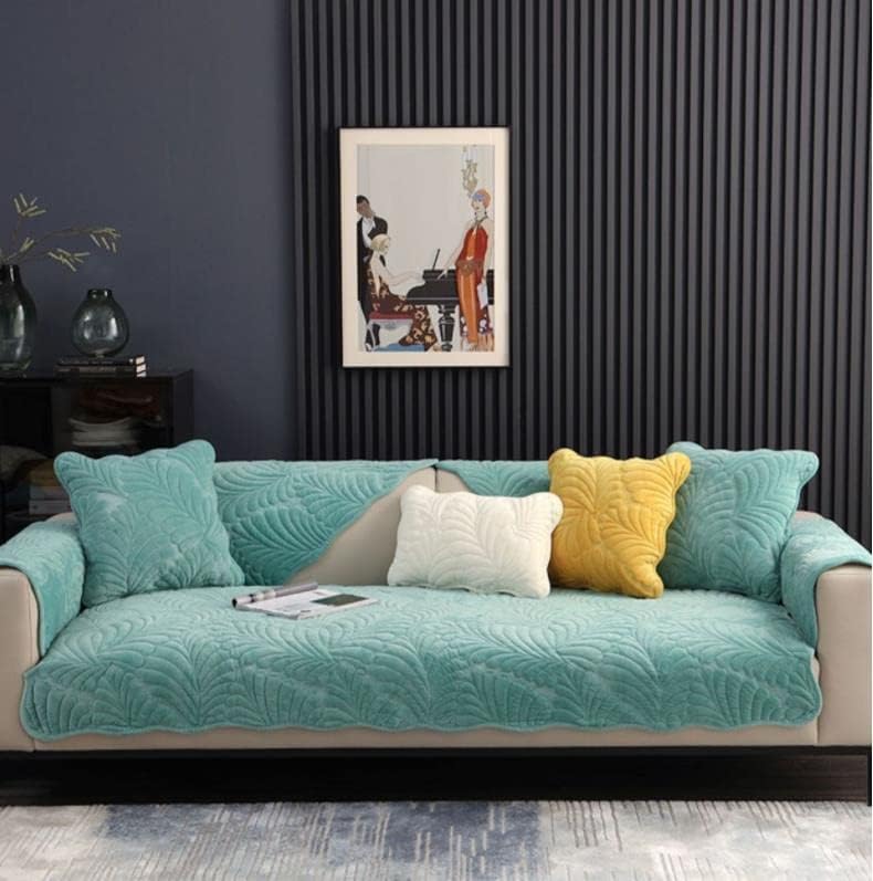 LUBOSE Velvet Sofa Covers, Washable Sofa Cover Protectors, Plush Sofa Covers, Sofa Protectors, Sofa Towels, Sofa Blankets(110 * 180cm, Green)