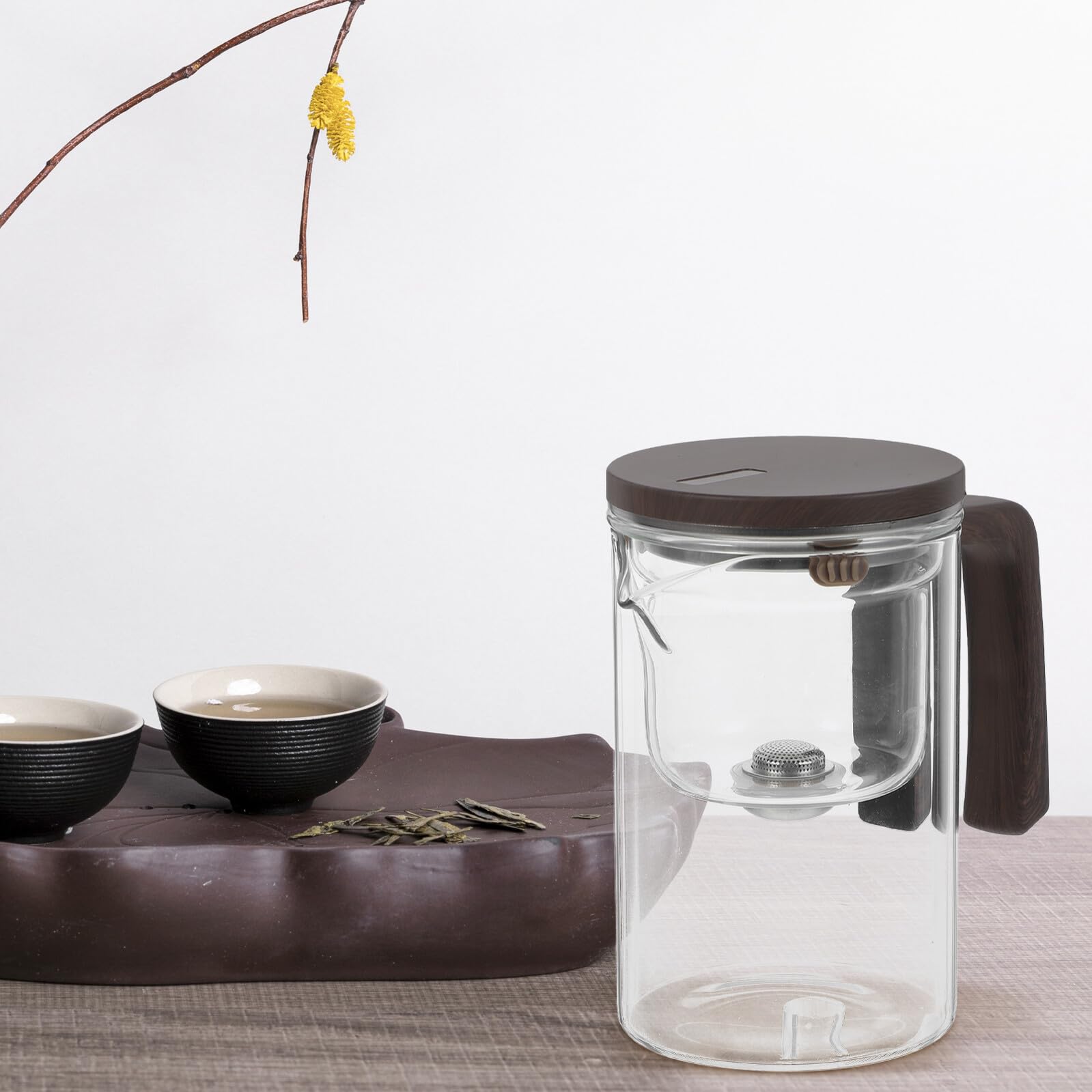 Glas teekanne mit Abnehmbarem Edelstahlsieb Heißer Tee Karaffe mit Tee Filter für Losen Tee Handgefertigter Teebereiter für Erwachsene Stilvoller Teeglas genuss Heiß und Kalt