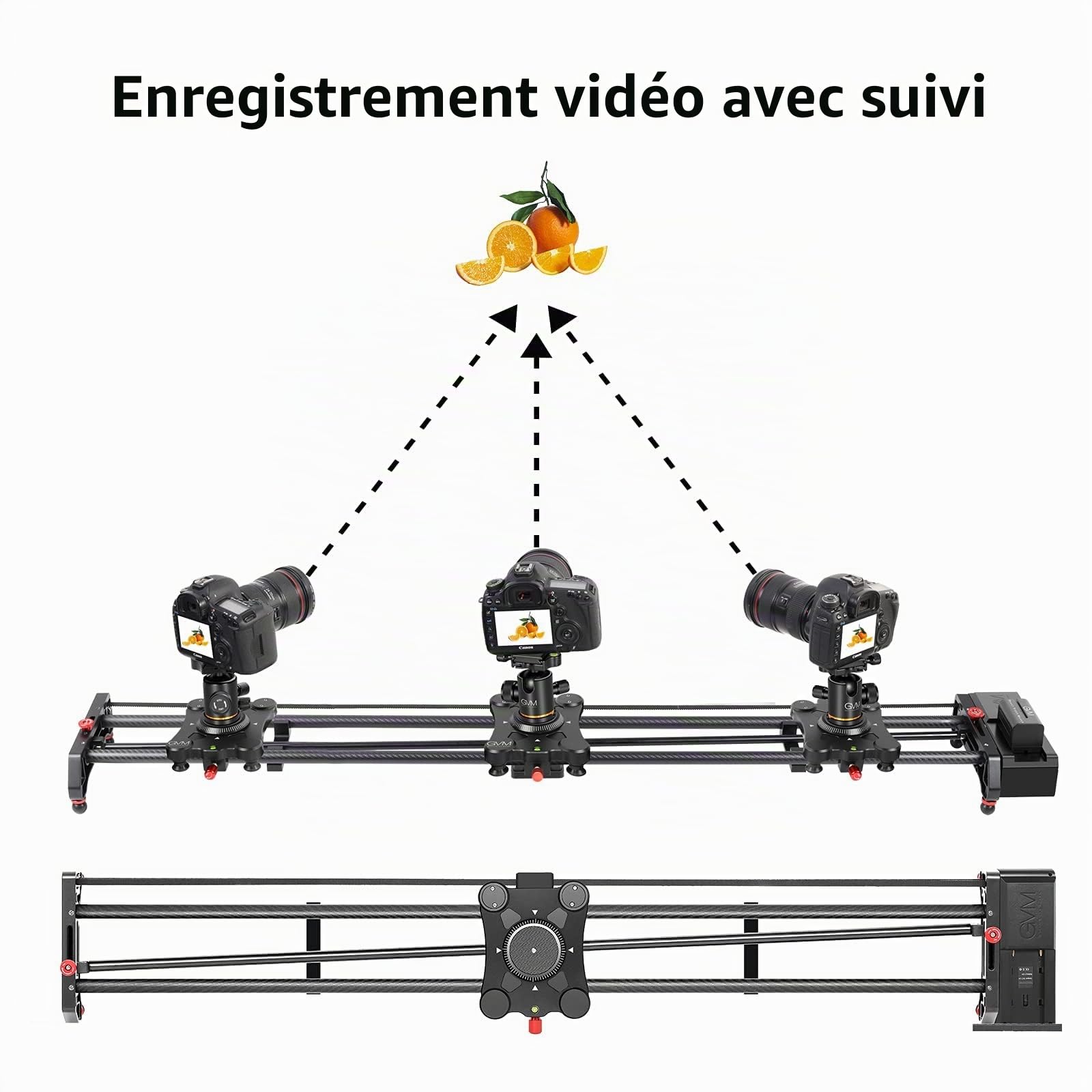Glissière de caméra GVM motorisée, Rail Coulissant de Photographie de contrôle d'application avec intervalle de Temps, Suivi, Fonction de Prise de Vue panoramique à 120 ° pour Photo vidéo et Film