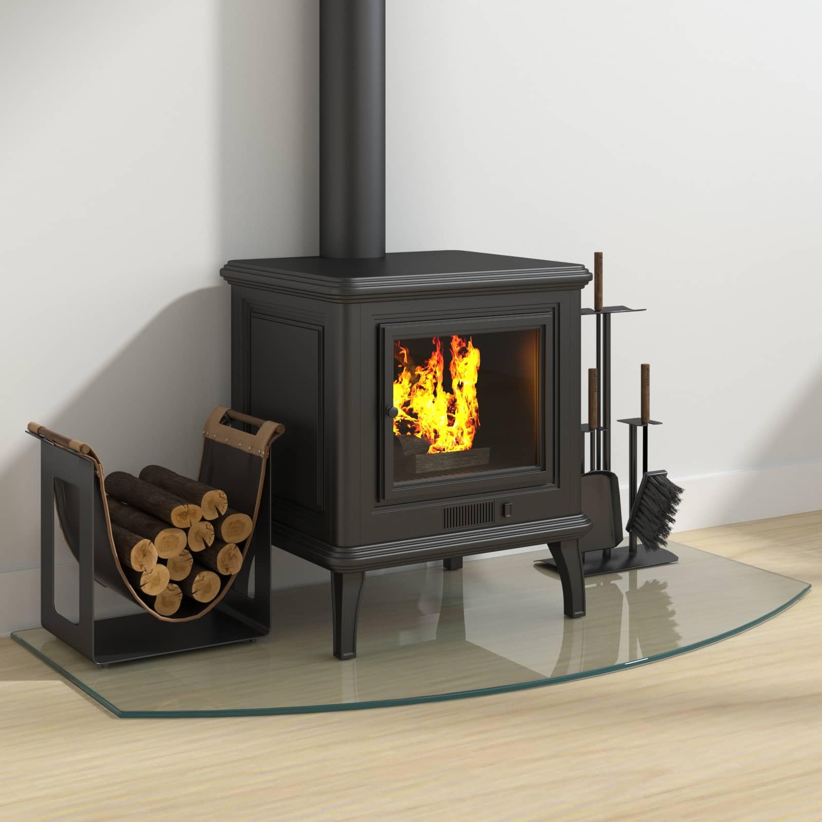 Placa de cristal transparente para chimenea, 100 x 50 cm, cristal templado de seguridad para chimenea y estufa, protección del suelo
