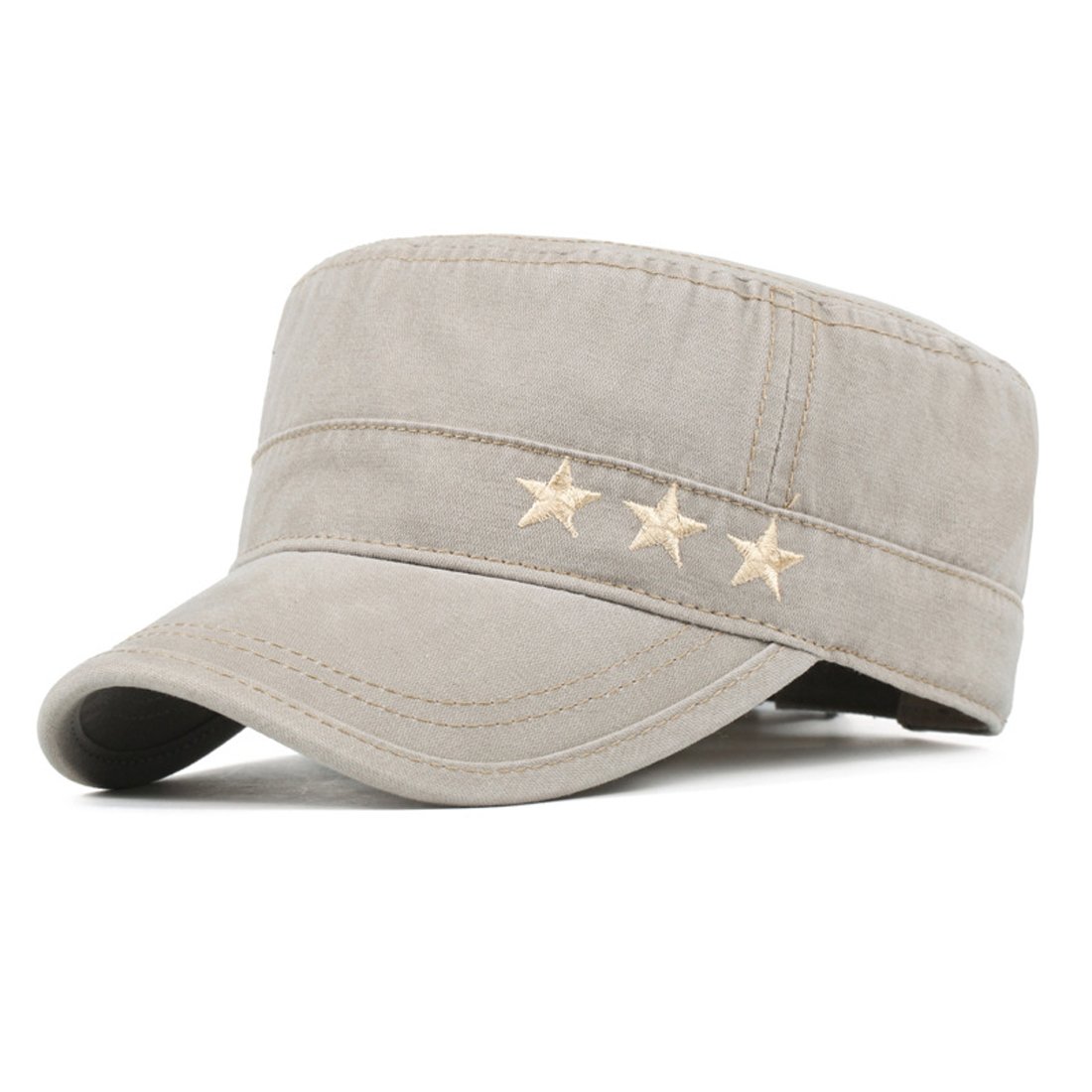 Xrdss Men's Beige Classic Army Caps Military Hats Adjustable Baseball Cap (Beige)