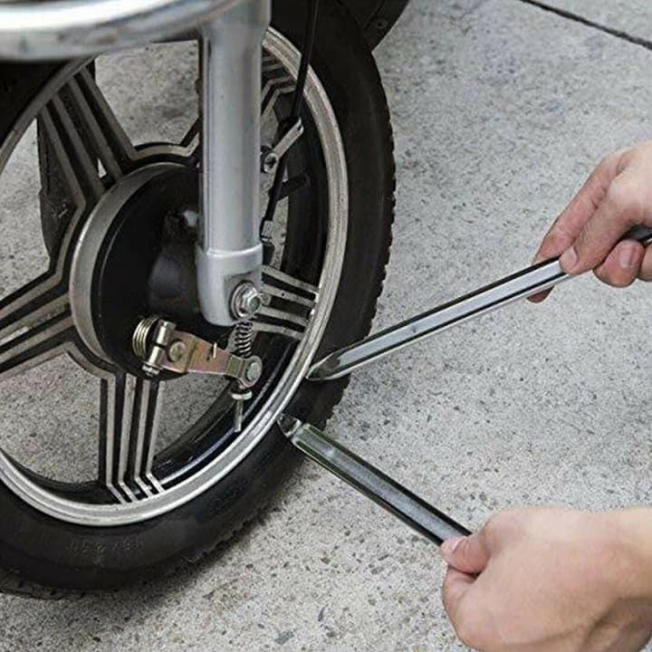 Image of 2Pc 18inch Tyre Lever Chrome Finish for Truck, Car, Bike Tube Tyre Puncture Tubed Tyre Puncture Repair Kit 18 inch