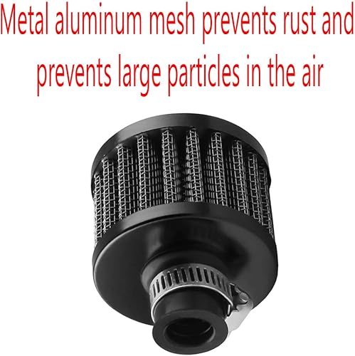 Miniatura 5 de ESUPPORT 0.079 x 0.472 in Mini negro universal coche motor cono frío limpio filtro de entrada de aire Turbo respiradero