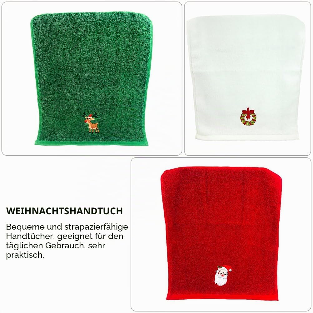 Operitacx Weihnachtshandtücher, 17, 7 X 12, 6 Zoll Große, Bestickte Baumwolltücher, Weihnachtliches Deko-Handtuch für Die Reinigung von Küche Und Bad zu Hause (3 STK B, 45.00X32.00X0.30CM)
