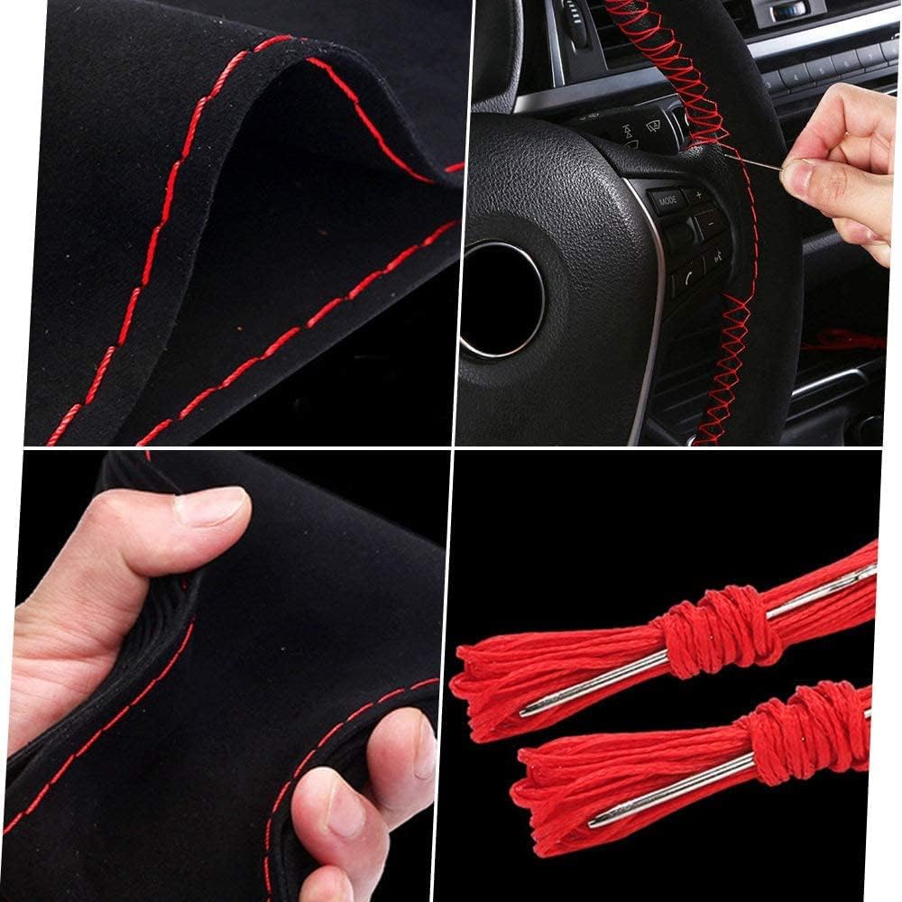 Suede Leather Steering Wheel Cover, Universal 15 Inch Breathable Anti Slip Auto Steering Wheel Covers, Durable, Stitch on Wrap with Needle Thread (Color : 1)