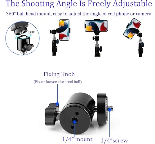 Miniatura 4 de Trípode de hasta 82.6 pulgadas de alto para teléfono celular y cámara ligera, trípode súper alto con soporte para teléfono celular para iPhone 14