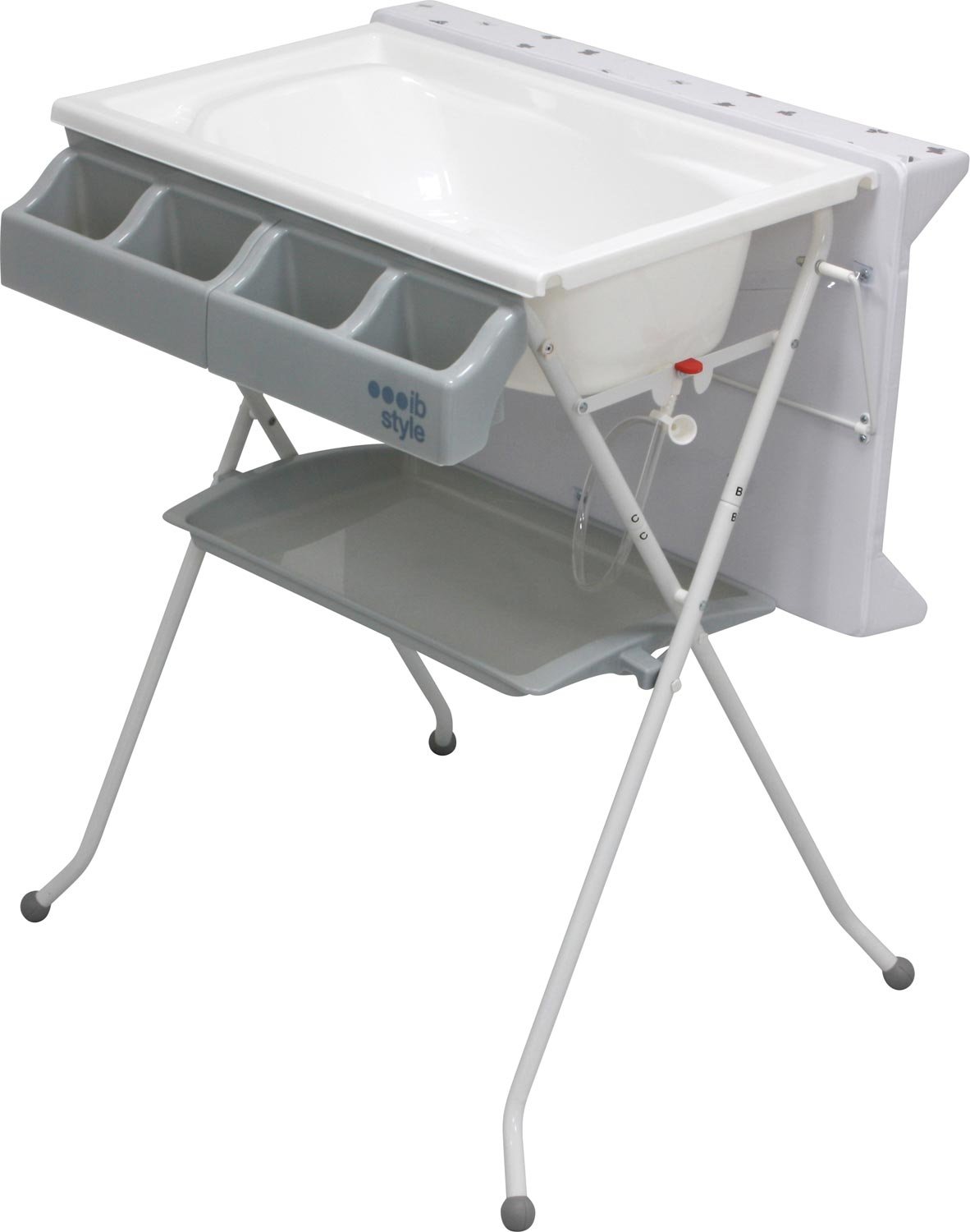 ib style® KOA 2-en-1 Cambiador con bañera | Cambiador móvil | Plegable | Gran superficie de cambio | Cambiador para bebés y niños pequeños | MY LITTLE FARM GRIS