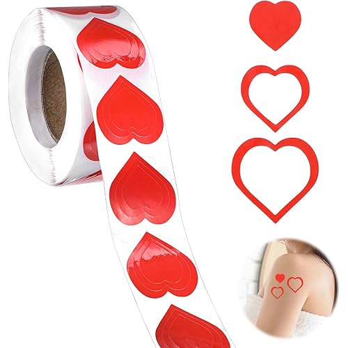 500PCS Heart Shaped Tanning Stickers, 3 Styles Self - Adhesive Love Heart Stickers for Body, Scrapbooking, Journaling, DIY Crafts