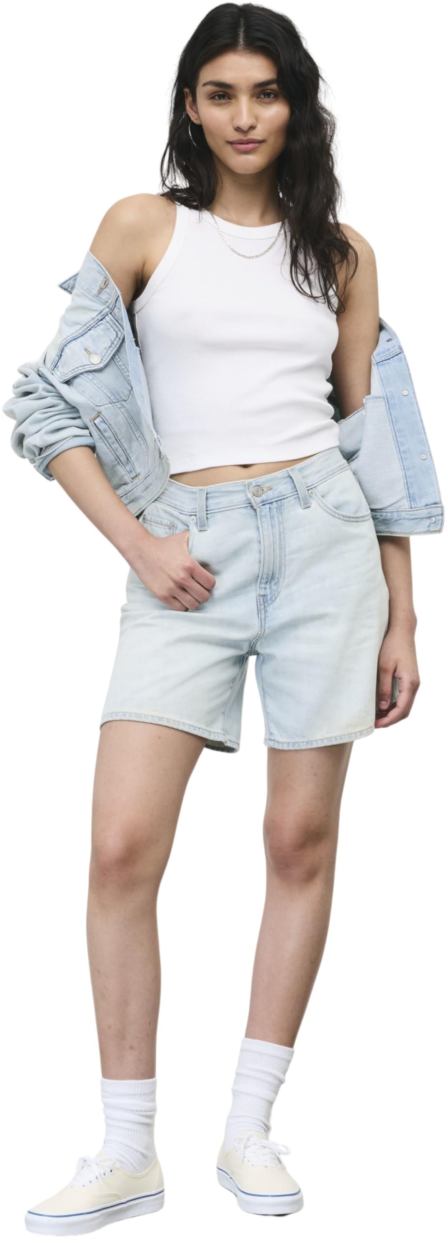 Levi's 501 Mid Thigh Short en Denim Femme