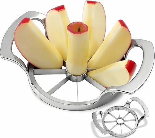 LIIGEMI Cortador de núcleo de manzana: corta fácilmente rebanadas de manzana lisas con 8 cuchillas de acero inoxidable, cortador y descorazonador de