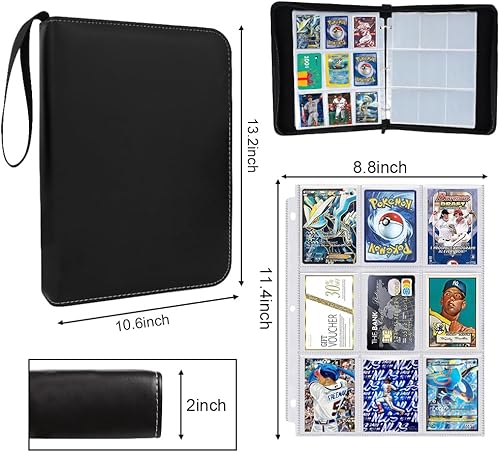 Miniatura 2 de FOME - Carpeta de tarjetas coleccionista con 9 bolsillos, carpetas portátiles para tarjetas con 900 tarjetas, 50 hojas extraíbles para tarjetas