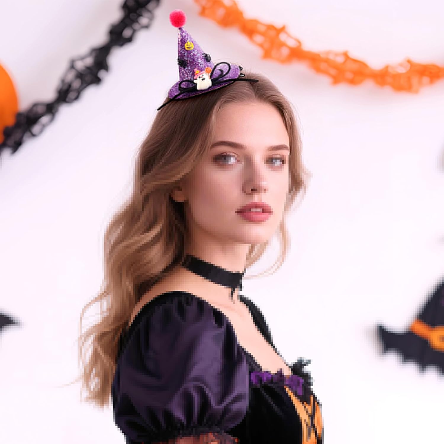 Totelux Halloween Hair Clips Sequins Witch Hat Hair Barrettes With Ghost Alligator Clips Hair Accessories for Women Halloween Party Supplies - Image 2