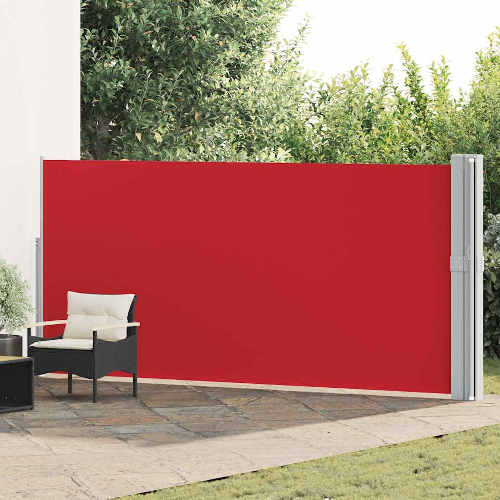 Store latéral extensible rouge 170x1200 cm pour stopper le vent et le vis-à-vis direct
