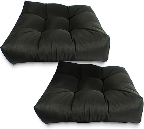 Miniatura 1 de Juego de 2 cojines cuadrados para asiento de patio, 19 x 19 x 5 pulgadas, cojín resistente al agua para silla de patio con lazos, cojines para