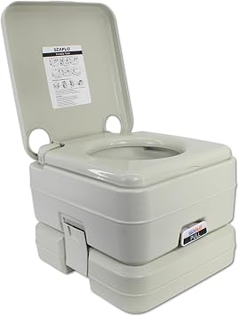 SEAFLO Premium Camping Portable Toilet - 5.8 Gallon Waste 3.43 Gall Fresh Tank 100 Flushes, 440 lbs Max Weight, Level Indicator, Sealed Waste Tank for RV, Boat, Elderly, Off-Grid,