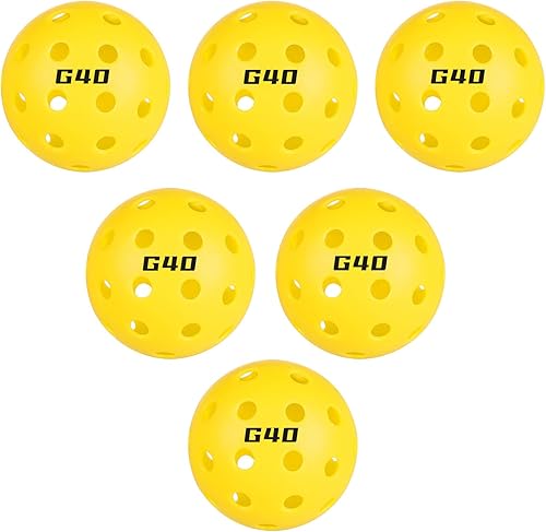Miniatura 1 de Bolas de pickleball para exteriores, 40 agujeros, paquete de 12 bolas de pickleball, color amarilloverde, de alto rebote y duraderas, para pista de