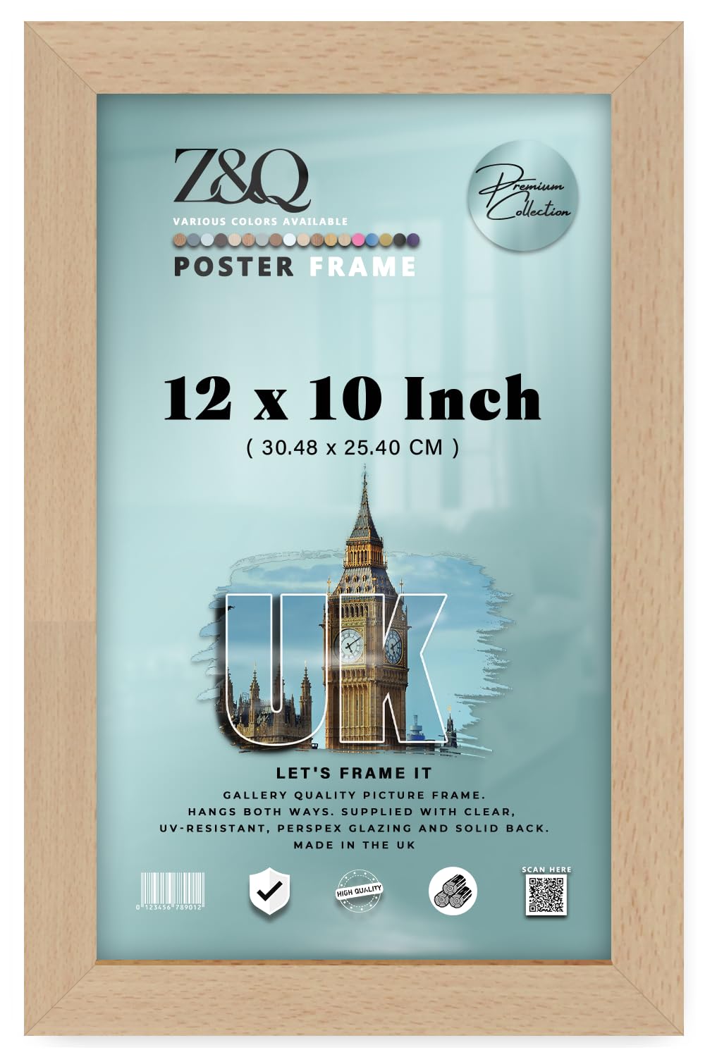 Z&Q - Classic Mdf Wood Finish 12 x 10 Inch Picture Frame | for Room Décor (30.48 x 25.40 CM) Frame with Portrait/Landscape Display Home Décor [ Beech ]