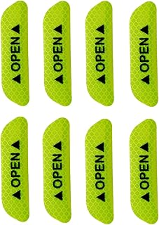 8PCS Car Door Open Warning Reflective Stickers, 3.6 Inch Night Visibility Vehicle Safety Anti-Collision Protective Strip, Automotive Exterior Prompt Decals, Universal Fit (Green)