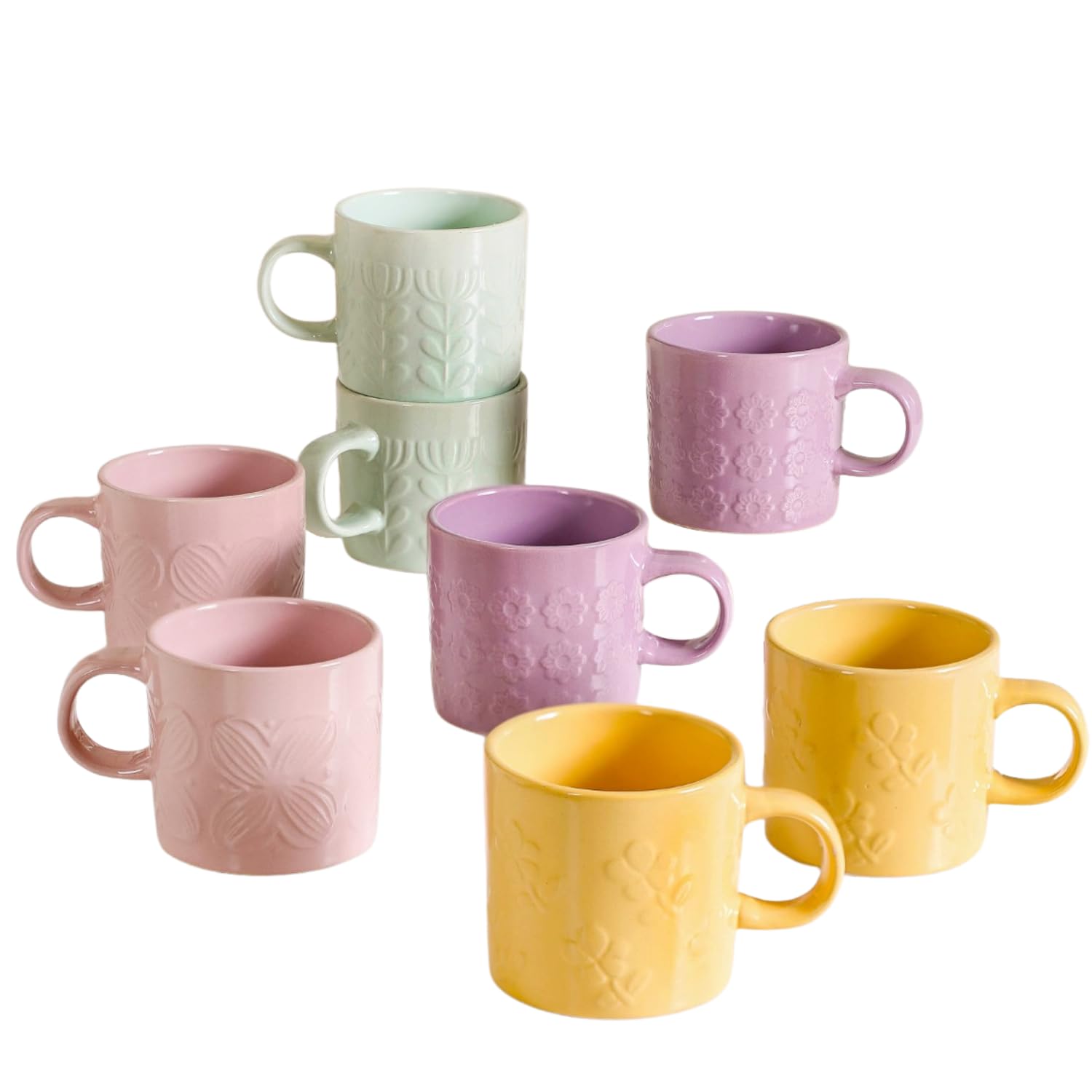 Nestasia Textured Ceramic Cups Set of 6 (230 ml) | Microwave & Dishwasher Safe Tea & Coffee Mugs with Glossy Finish | Ideal for Gifting (Pink) (B0CMTLNJJQ) Amazon Price History, Amazon Price Tracker