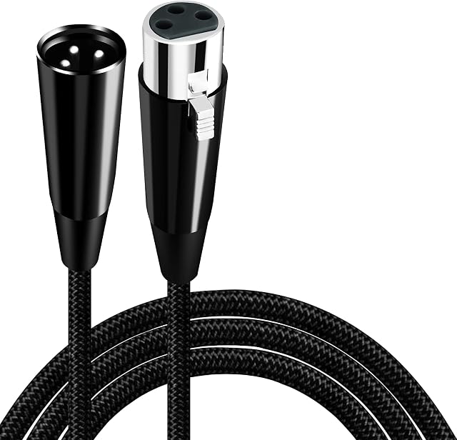 XLR Extension Cable 10Ft, BELIPRO XLR Male to Female Balanced 3 pin Nylon Braided Cable for DMX/Microphone, SpeakersMixerAmplifier and Audio Device.