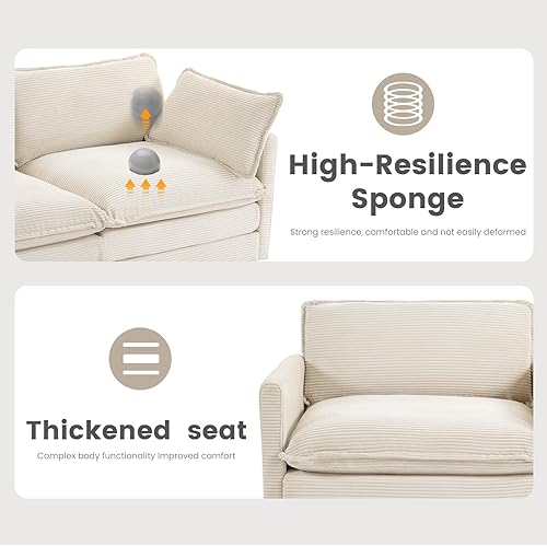 Miniatura 6 de ROWHY Sofá modular de gran tamaño con otomana móvil, juego de sofá moderno de pana de 112 pulgadas y 4 asientos, sofá convertible en forma de L para