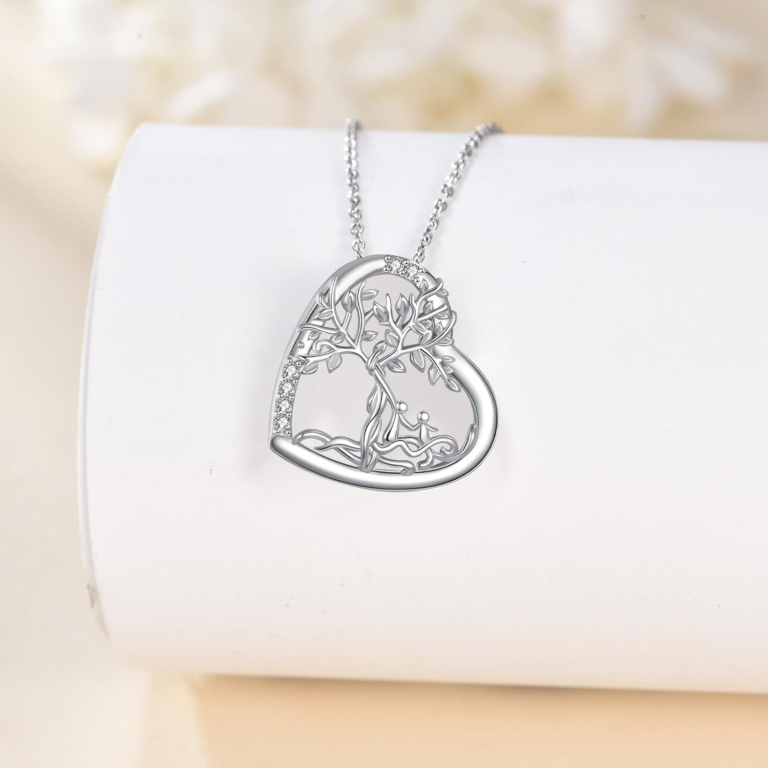 Heart Necklace for Women, Sterling Silver Tree of Life/Hummingbird/Deer/Highland Cow/Bear/Black Cat Pendant Necklace Jewelry Anniversary Birthday Gift, 20" - Image 3