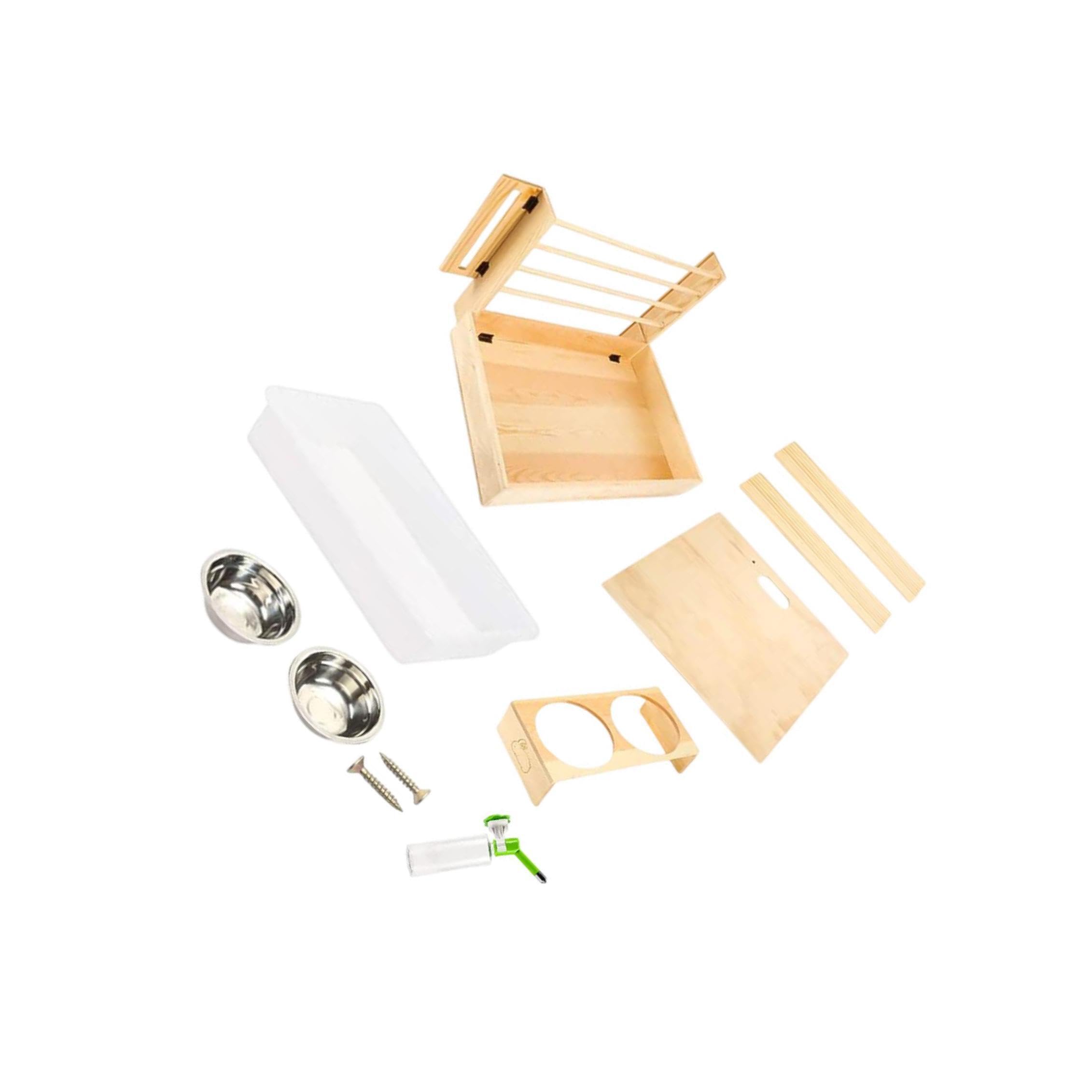Mangeoire pour Lapins avec biberon, Bol et bac à litière : Un système Pratique pour Nourrir Vos Lapins Tout en Les divertissant. Râtelier à Foin