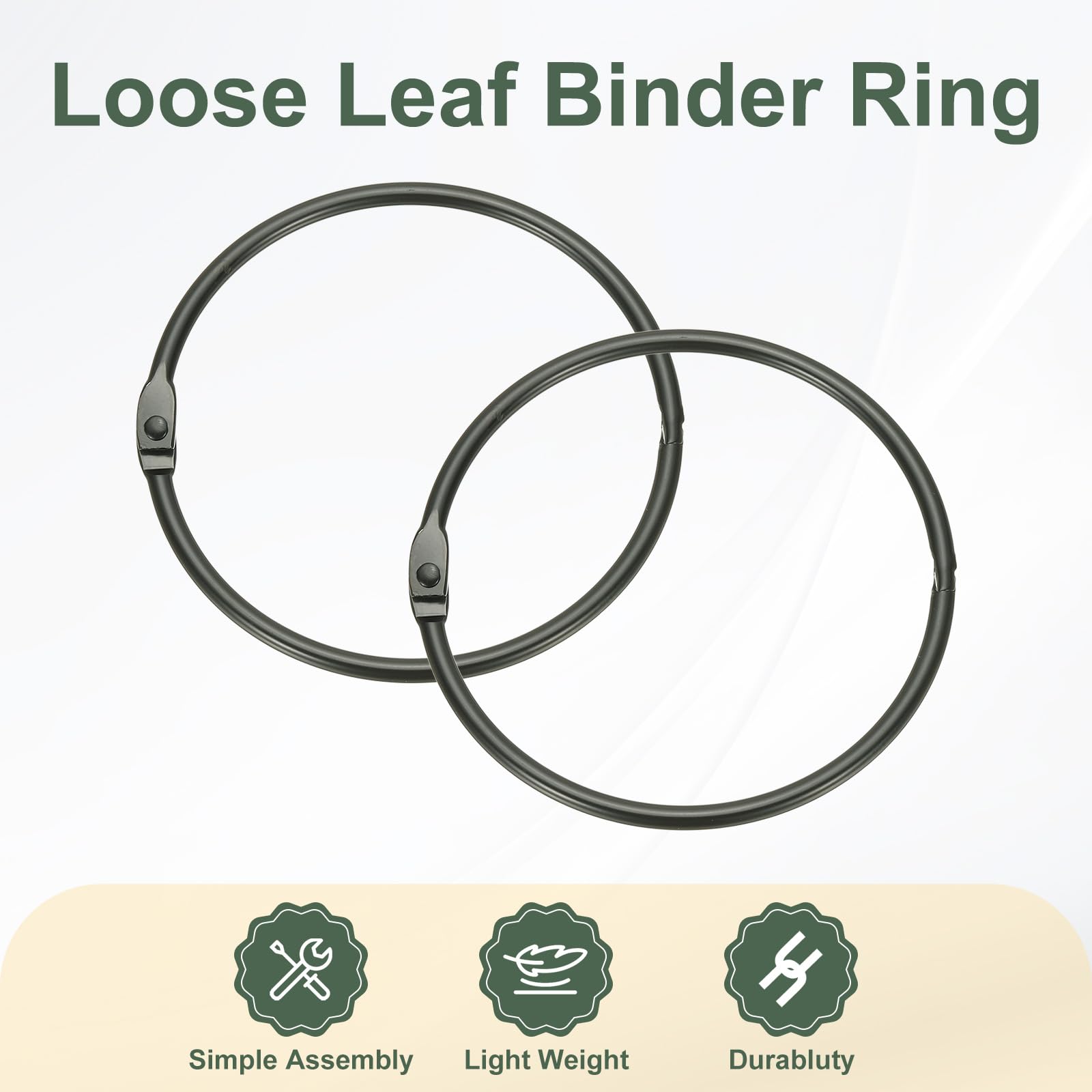 PATIKIL 9Pcs Loose Leaf Binder Rings, 3.9 Inch Metal Open Card Rings Heavy Duty Book Rings for Key Index Card Rings Paper Rings Office, Black - Image 3