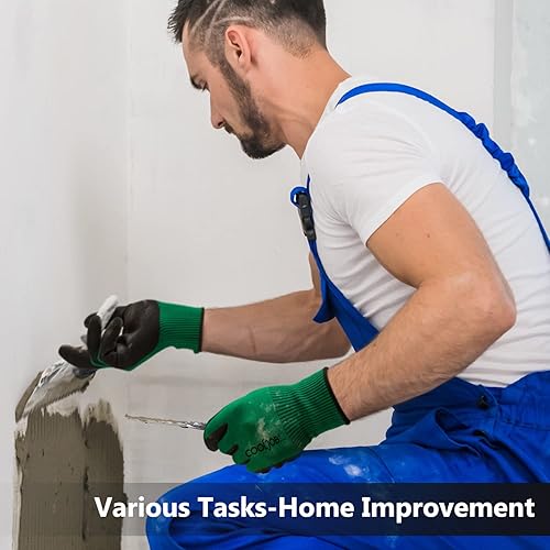 Miniatura 6 de COOLJOB 6 pares de guantes de trabajo de seguridad con agarre para hombres y mujeres, resistentes al aceiteabrasión para fines generales de alta