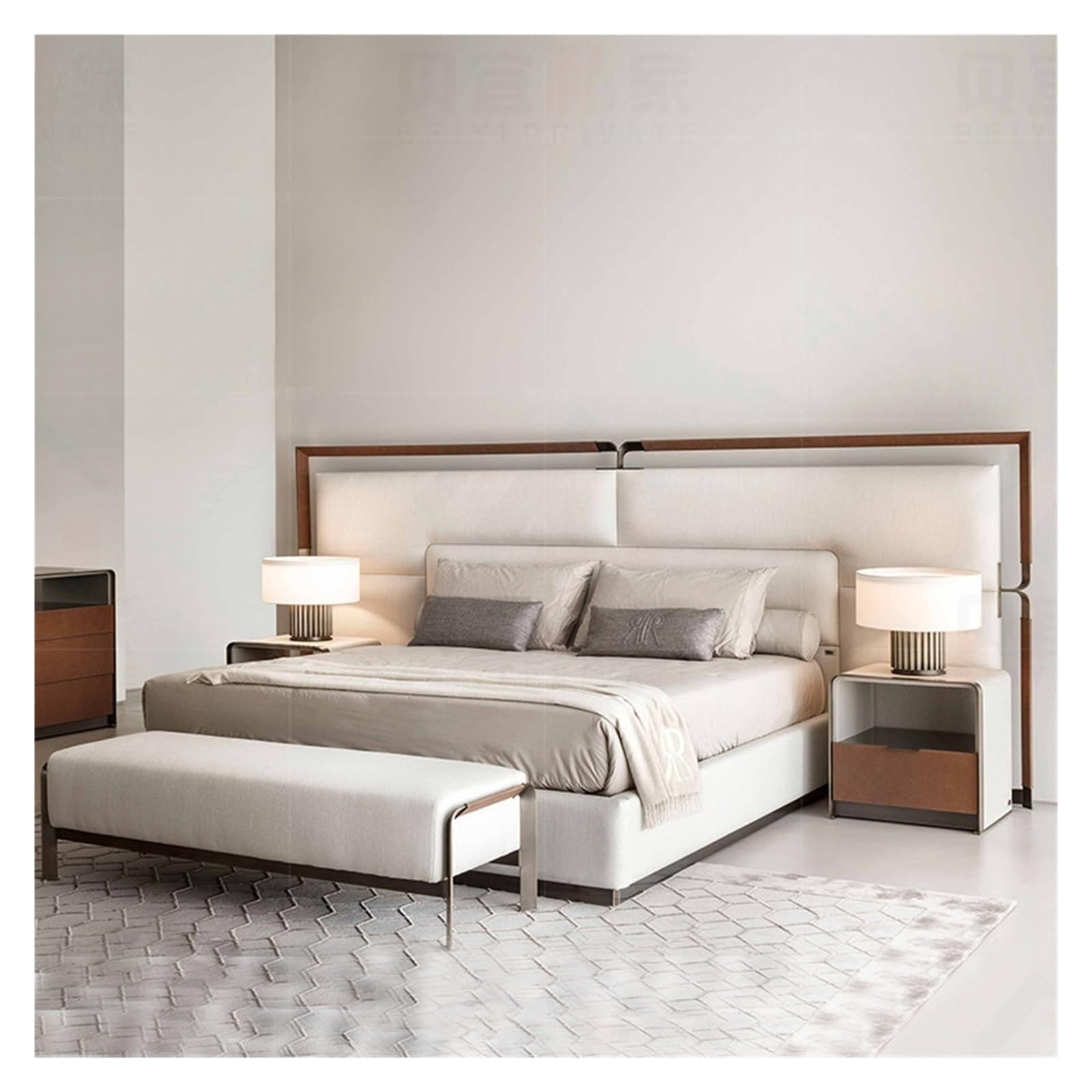 Banc de Chambre Moderne capitonné avec Pieds en métal - Élégant siège d'entrée Blanc, Meuble Polyvalent pour Le Salon et Le Pied de lit (160 cm x 45 cm x 45 cm)