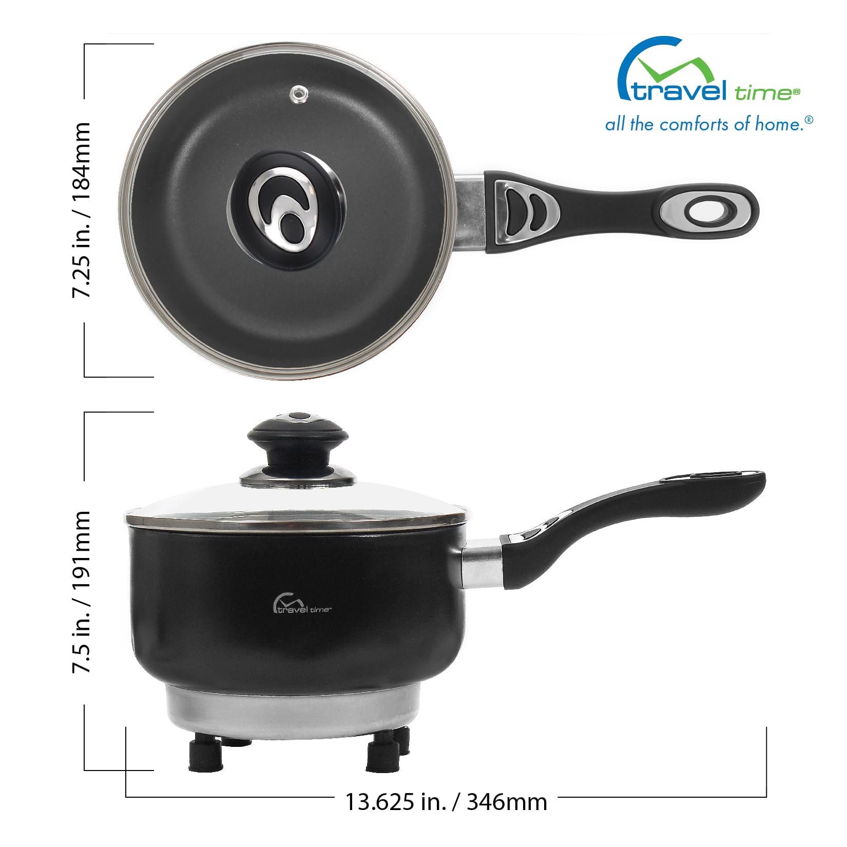 Portable Pan Plug In Non Stick Travel Pan Travel Time 12V Portable Cooking Pan With Lid ...
