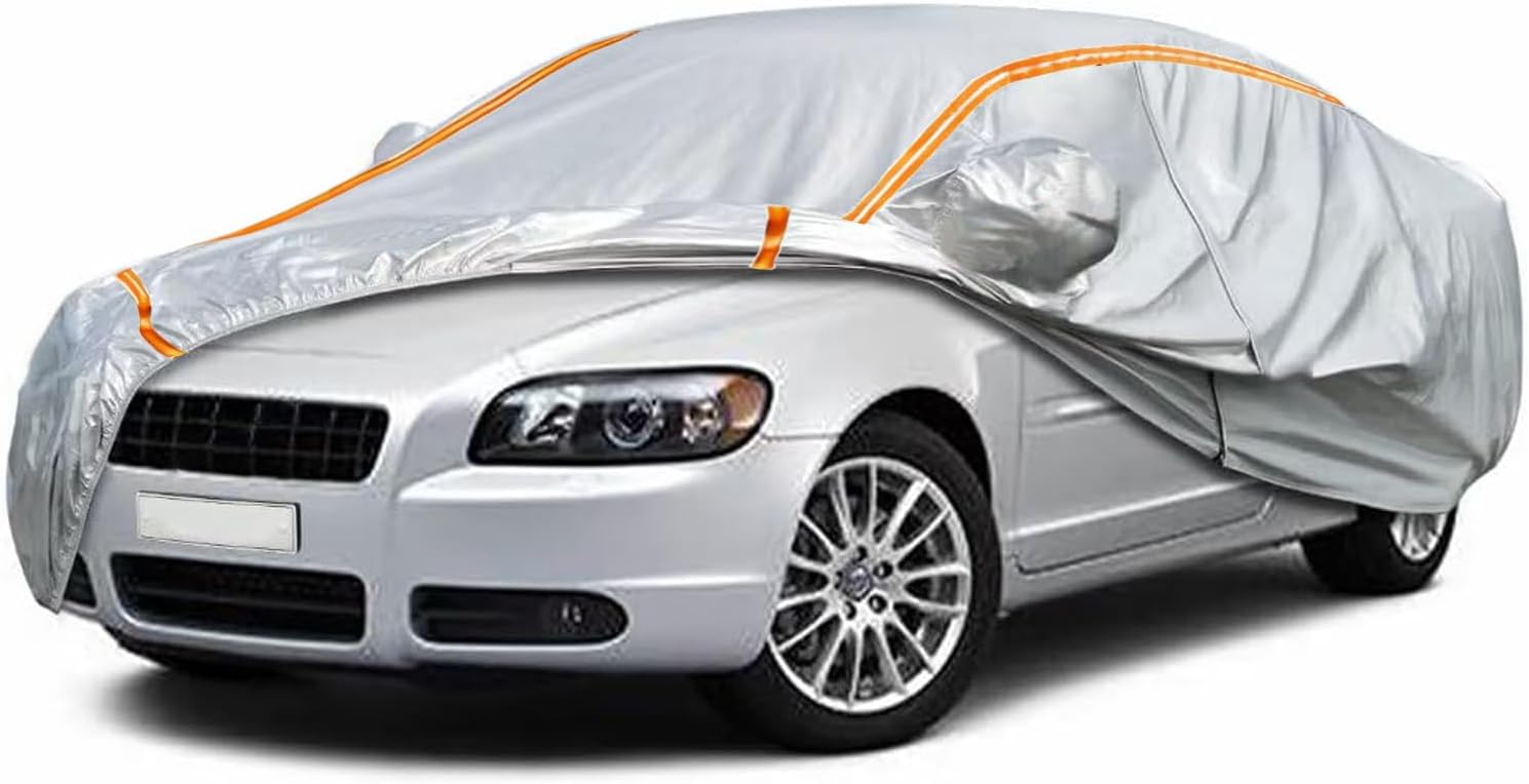 Full Exterior Car Cover, for Tesla Model S, All Weather Waterproof Heavy Duty Sun Rain UV Wind Dust Protection with Door Zipper