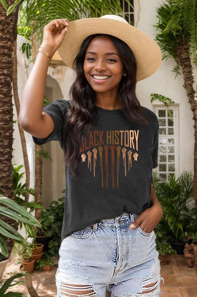 Women Black History Shirts Melanin Shirts for Black Women American African Black Pride Graphic Tee Tops - Image 2