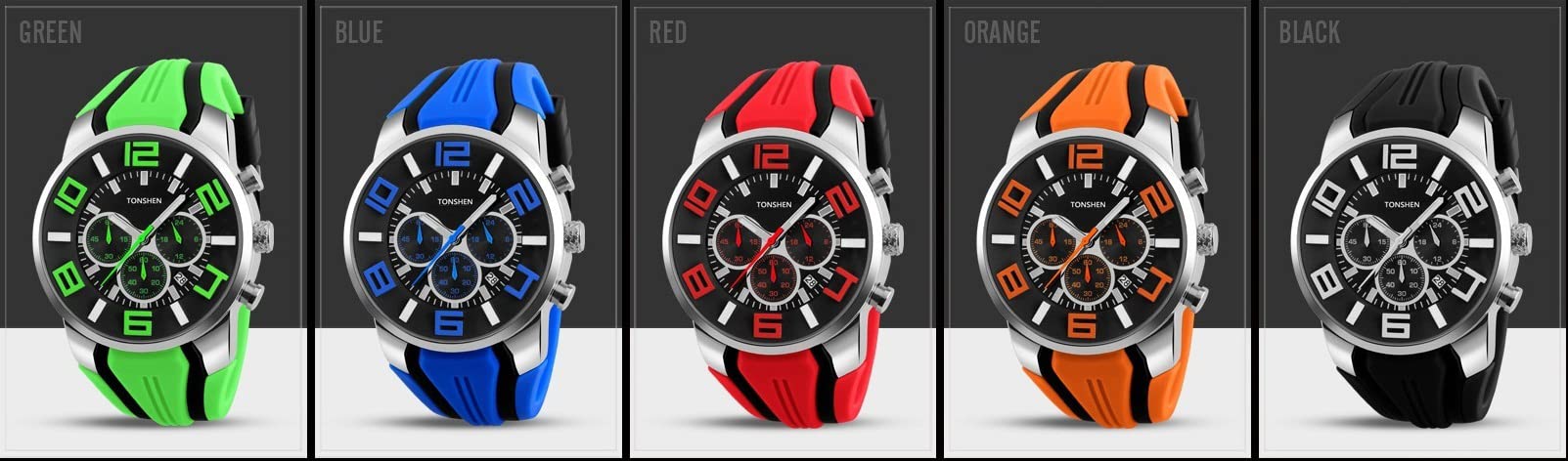TONSHEN Relojes de Hombre Deportivos Estilo Moda Clásico Analógico Cuarzo Acero Inoxidable Bisel Y Correa Suave Goma Relojes de Pulsera Sub Dial Fecha Temporizador