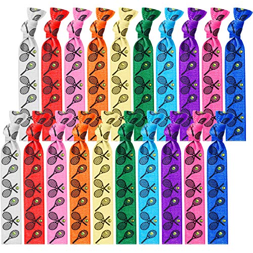 20 Pieces Tennis Hair Ties Accessories Tennis Hair Bands Sport Girls No Crease Ribbon Tennis Ponytail Holders