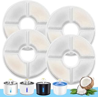 Oxycute Cat Water Fountain Replacement Filters(Round) for Automatic Pet Fountain, Dog Water Dispenser Filter Made of Activated Carbon Ion Exchange Resin Filter(4 Packs)