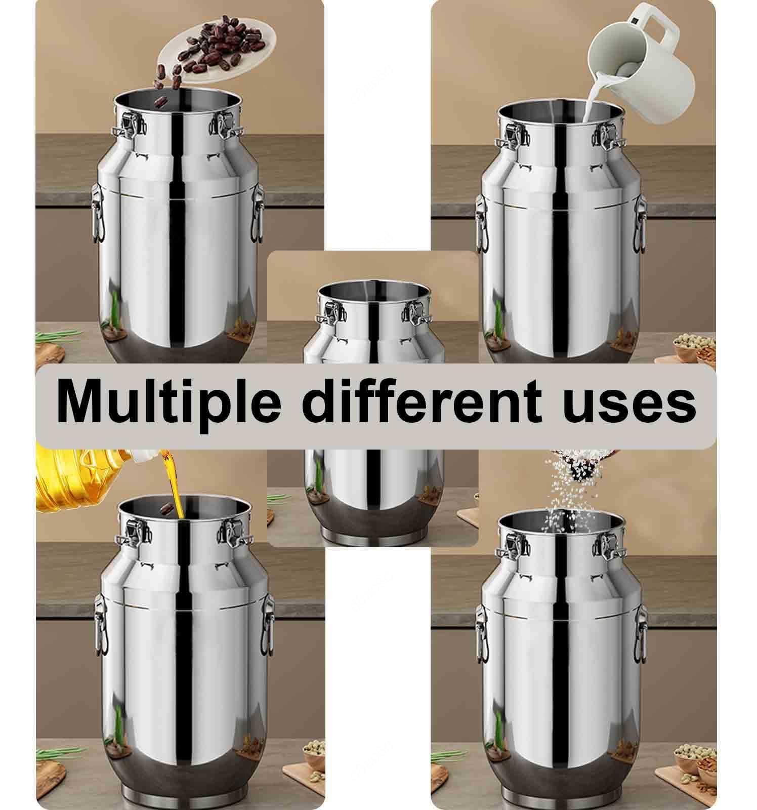bidon INOX pour Huile d Olive 50l avec Robinet Pot a Lait INOX bidon De Transport De Lait Ferme Baratte,A-30liter