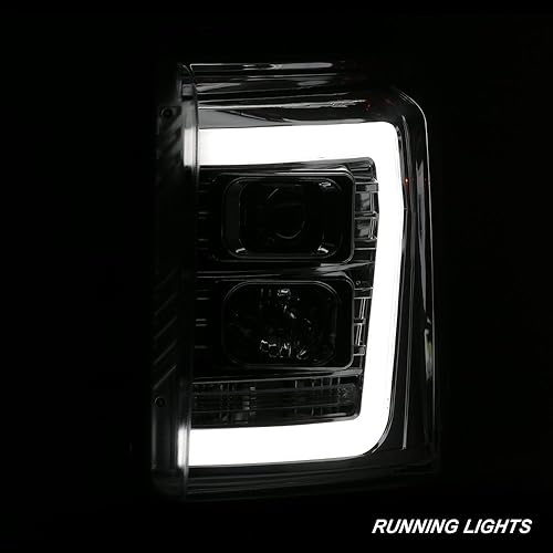 Miniatura 7 de AKKON - Para 2011-2016 Ford F250 F350 F450 F550 Superduty LED Tube Chrome Proyector Faros Conductor+Pasajero Par