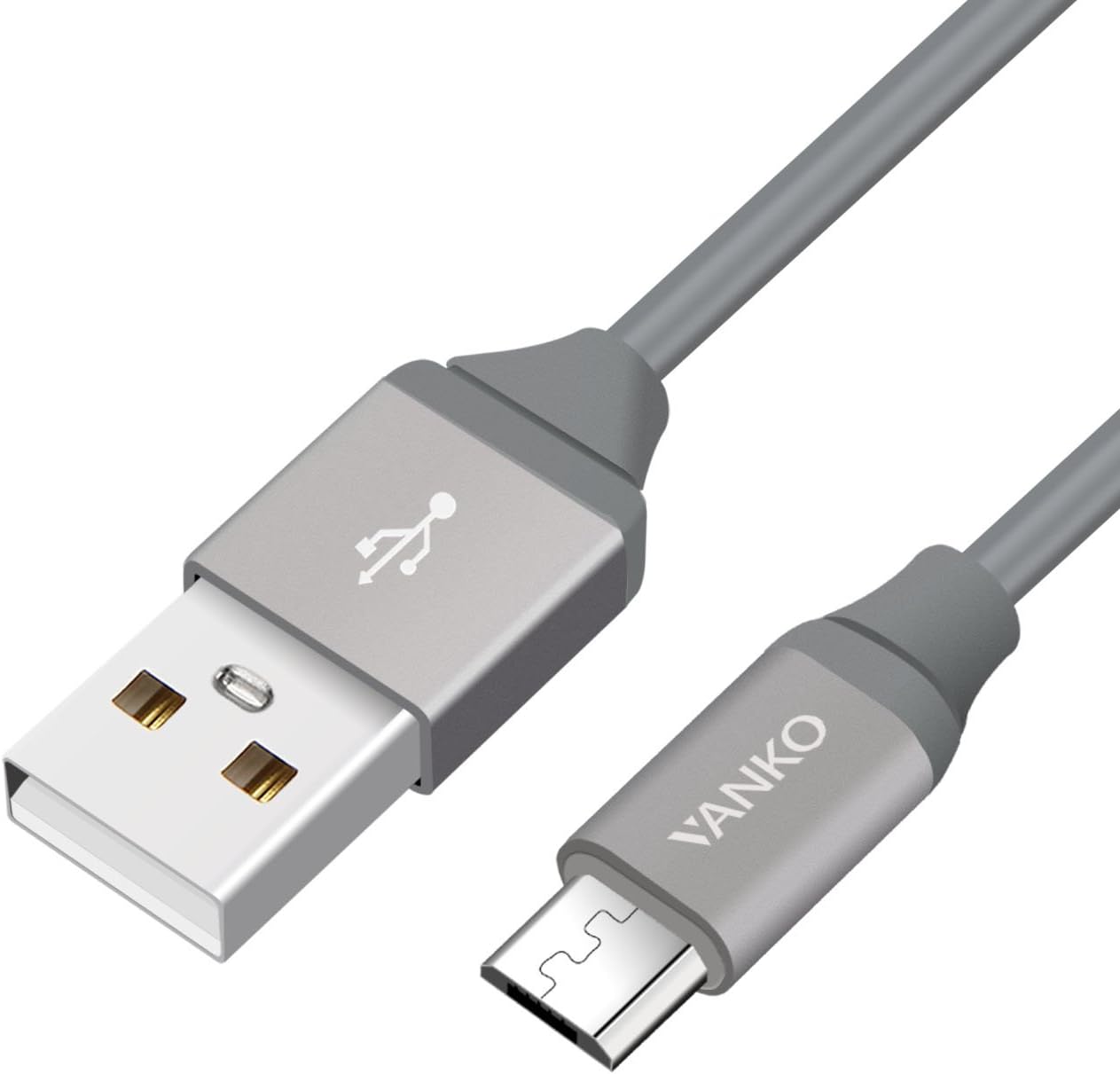 Vanko Hi-Speed Micro-USB Charge Cable Sync Cable for Android Smartphones, Samsung, Huawei, Xiaomi, LG, HTC, Sony, Kindle, Tablet, Smartwatch, Bluetooth Speaker, 4ft, Grey