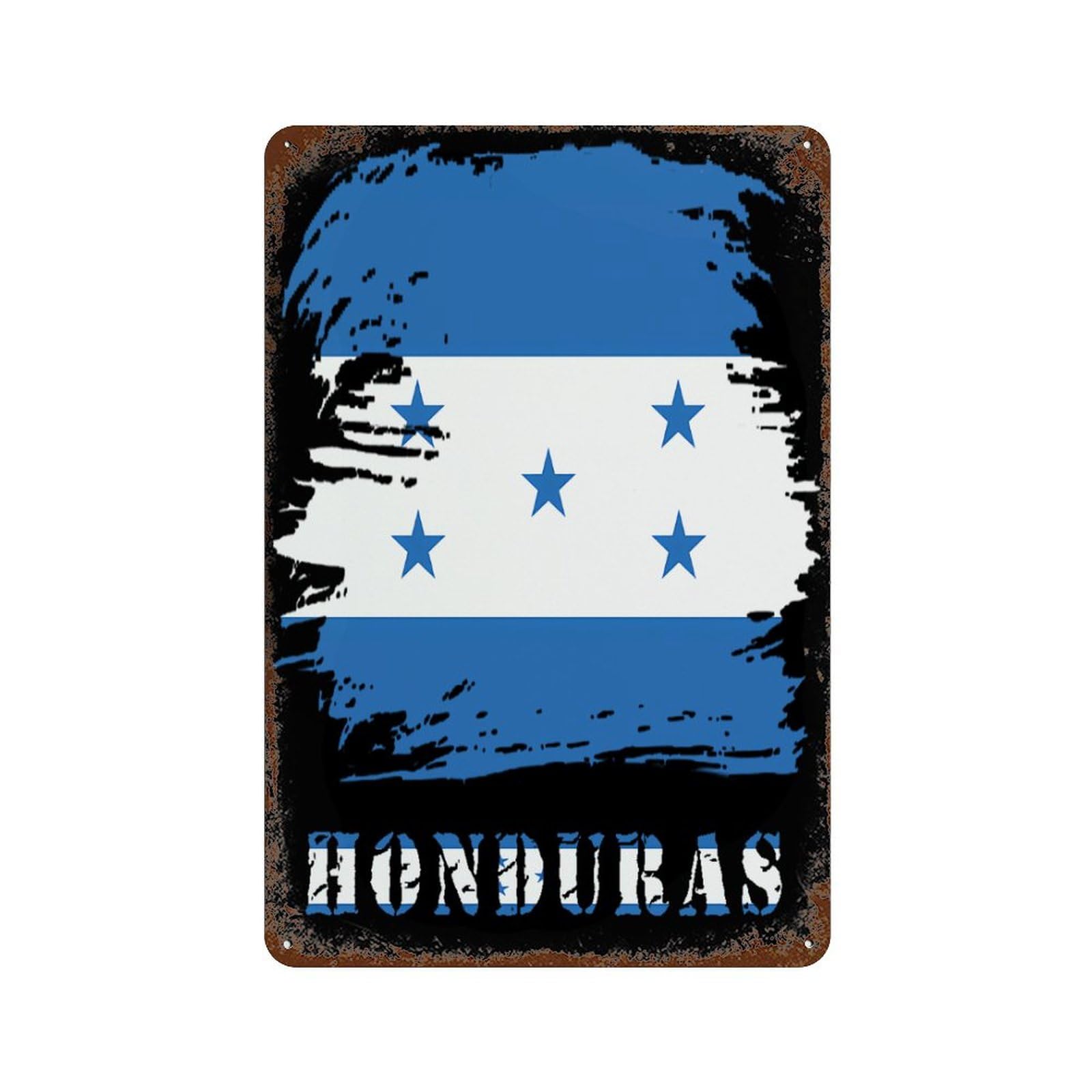 KWQDOZF Vintage Honduras Honduran Flag Theme Metal Tin Sign,Vintage Iron Hanging Plate Vertical with Rust Poster Wall Decor 8x12inch