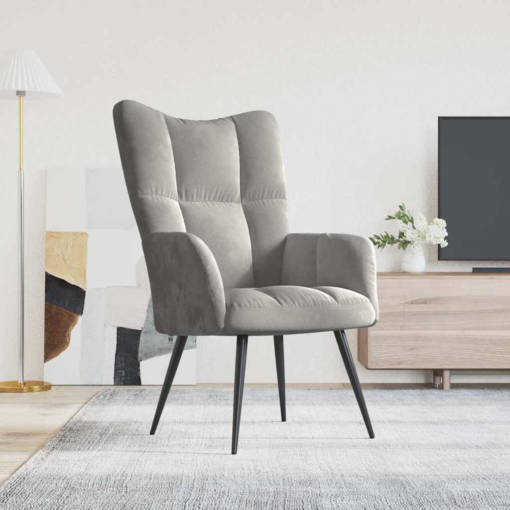Relaxsessel Hellgrau Samt Polstersessel Fernsehsessel Modern