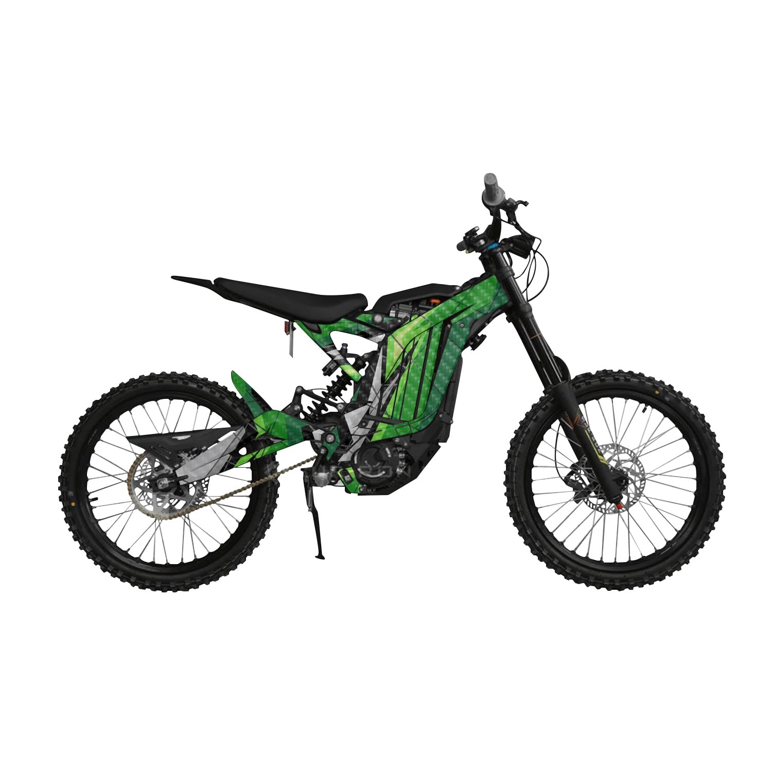 Carbon Fiber Surron Light Bee Graphics Kit Wrap - Polygon Grunge Green - Sur-Ron Skin - Premium 3M Vinyl Protective Wrap Decal Cover - Easy to Apply | Crafted in The USA by MightySkins