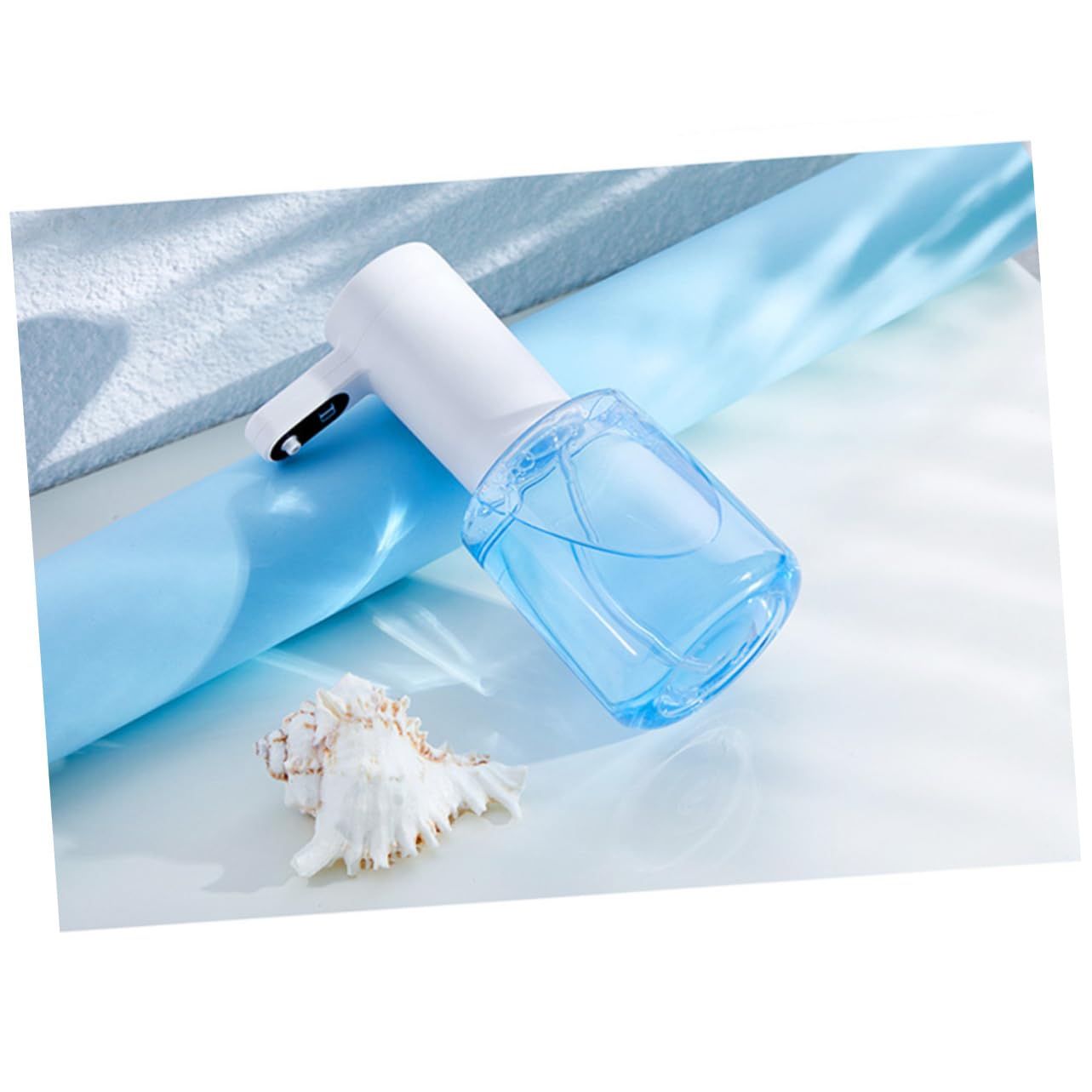 Dispenser di Sapone Automatico Sensore, Ricaricabile, senza Toccare, in Plastica Bianca, per Bagno e Toilette
