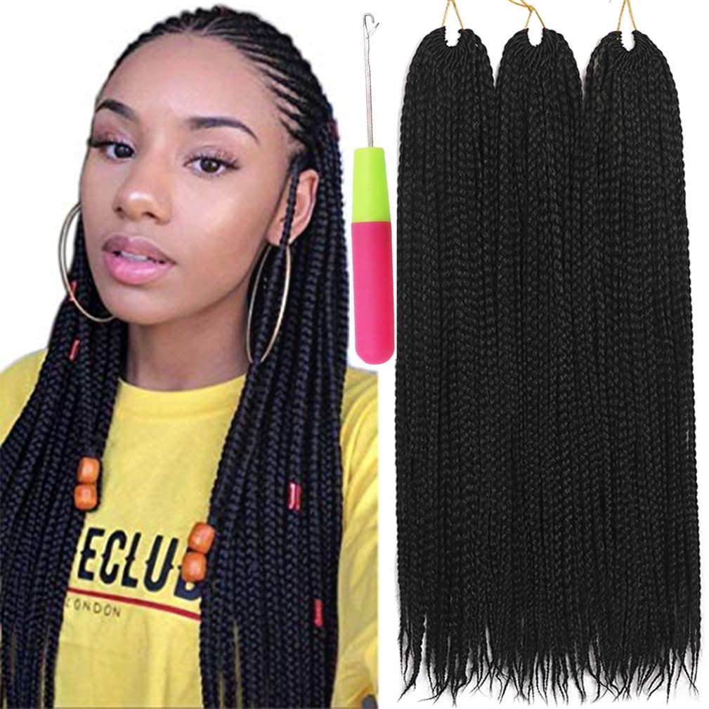 Box Braids Crochet Hair 24 Inch Pre looped Crochet Hair Extensions Hand Made 3 Packs Twist Crothet Braids Hair for Women Braiding Hair Extensions 22
